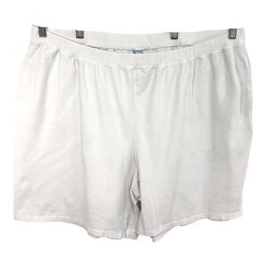 Catherines Plus Size 22W 24W Shorts 2X White Cotton Casual Pull On Elastic 1158‎